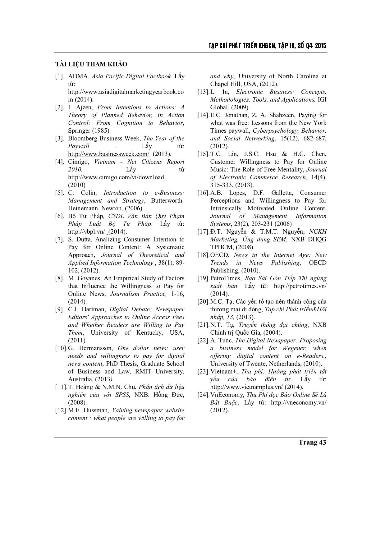 Các yếu tố ảnh hưởng đến ý định sử dụng dịch vụ đọc báo điện tử có trả phí ở Việt Nam trang 10