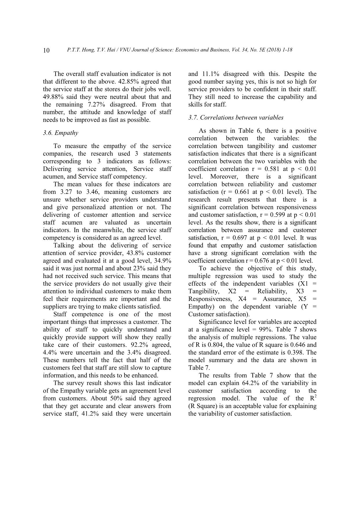 Customer satisfaction in mobile service quality: Evidence from hanoi and Ho Chi Minh city’s officers trang 10