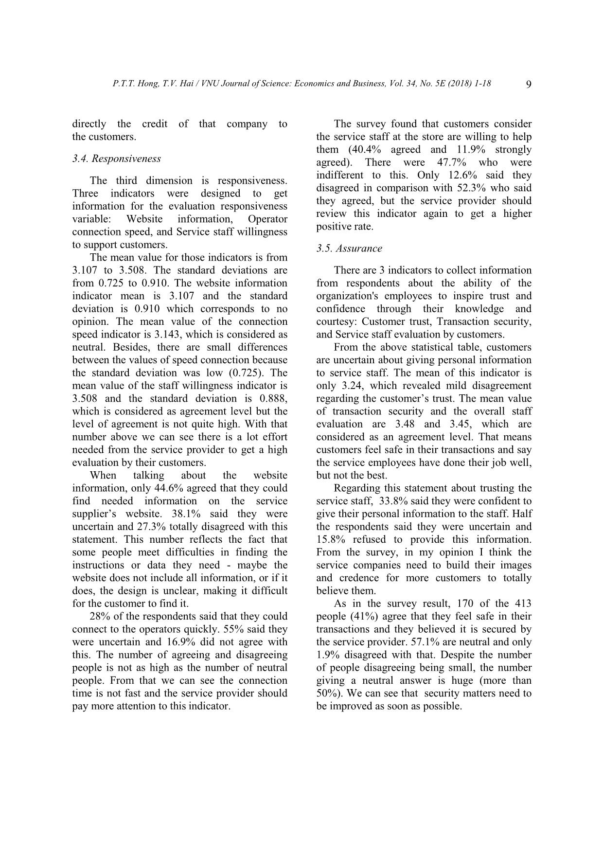 Customer satisfaction in mobile service quality: Evidence from hanoi and Ho Chi Minh city’s officers trang 9