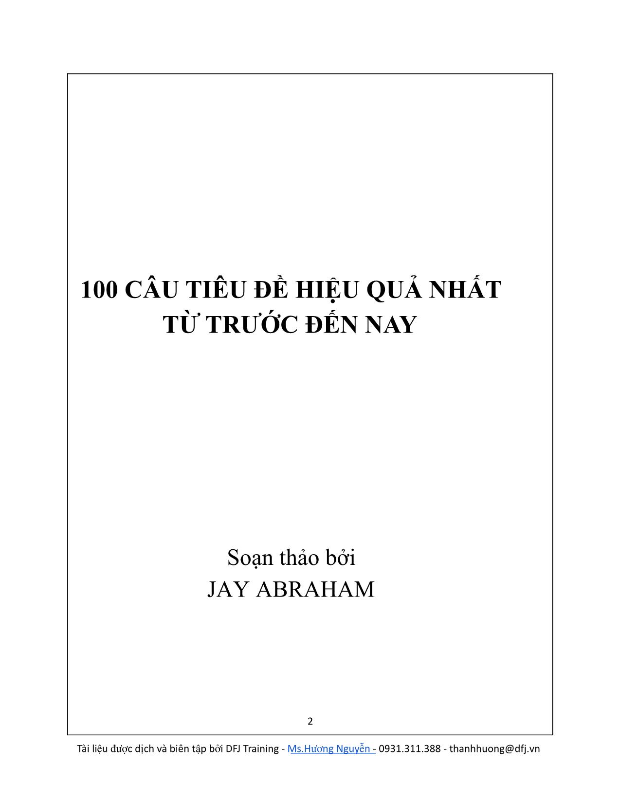 Tài liệu 100 câu tiêu đề hiệu quả nhất từ trước đến nay trang 2