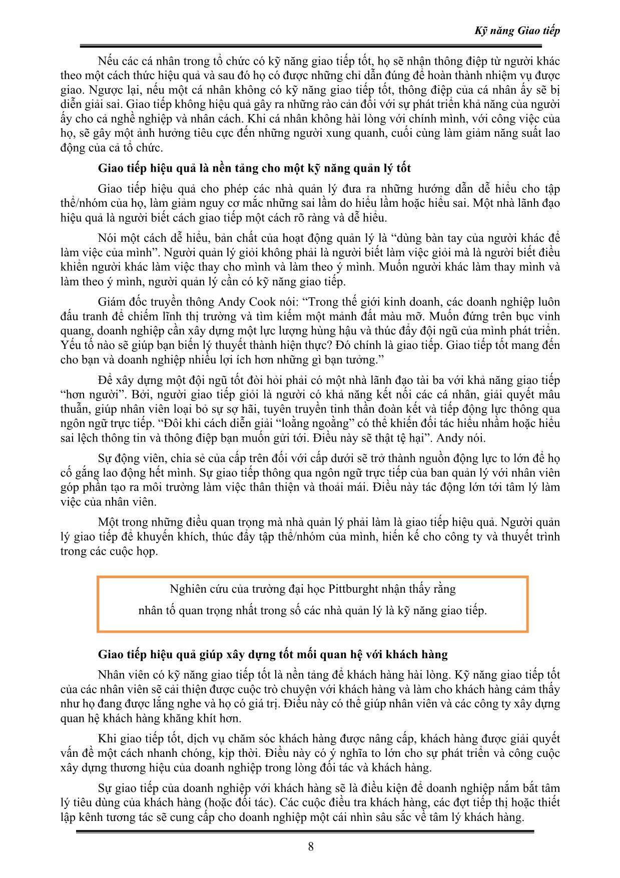 Giáo trình Kỹ năng giao tiếp - Nguyễn Thị Trường Hân trang 9