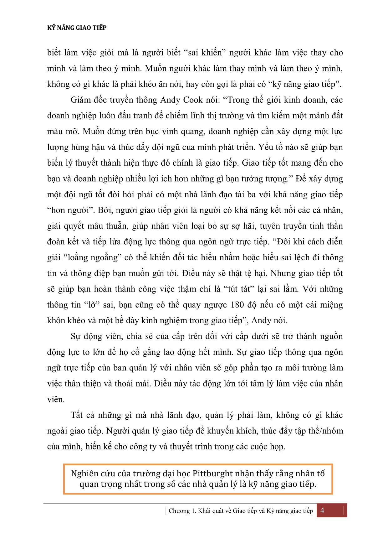 Giáo trình Kỹ năng giao tiếp - Nguyễn Thị Vân Thanh trang 10