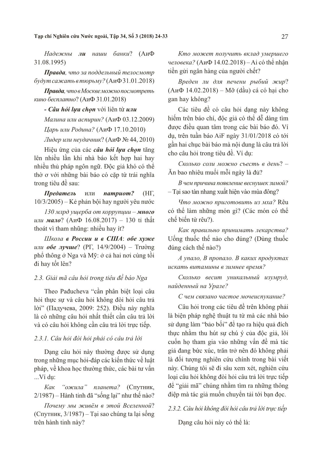 Giải mã tiêu đề dạng câu hỏi trên báo chí (Trên ngữ liệu báo tiếng Nga) trang 4