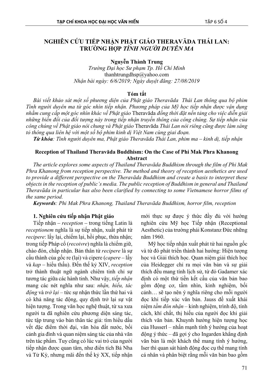 Nghiên cứu tiếp nhận Phật giáo Theravāda Thái Lan: Trường hợp tình người duyên ma trang 1