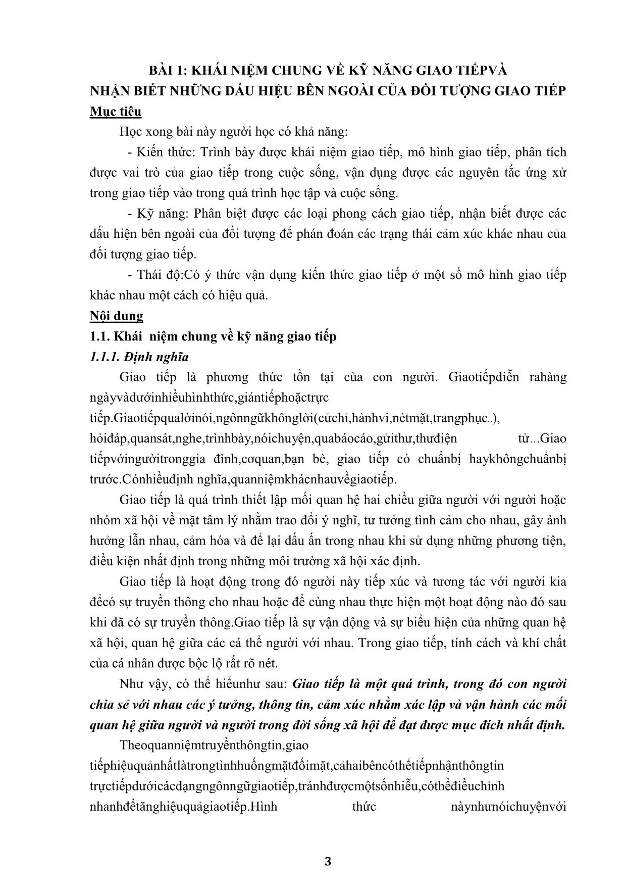 Giáo trình môn Kỹ năng giao tiếp (Bản đẹp) trang 4