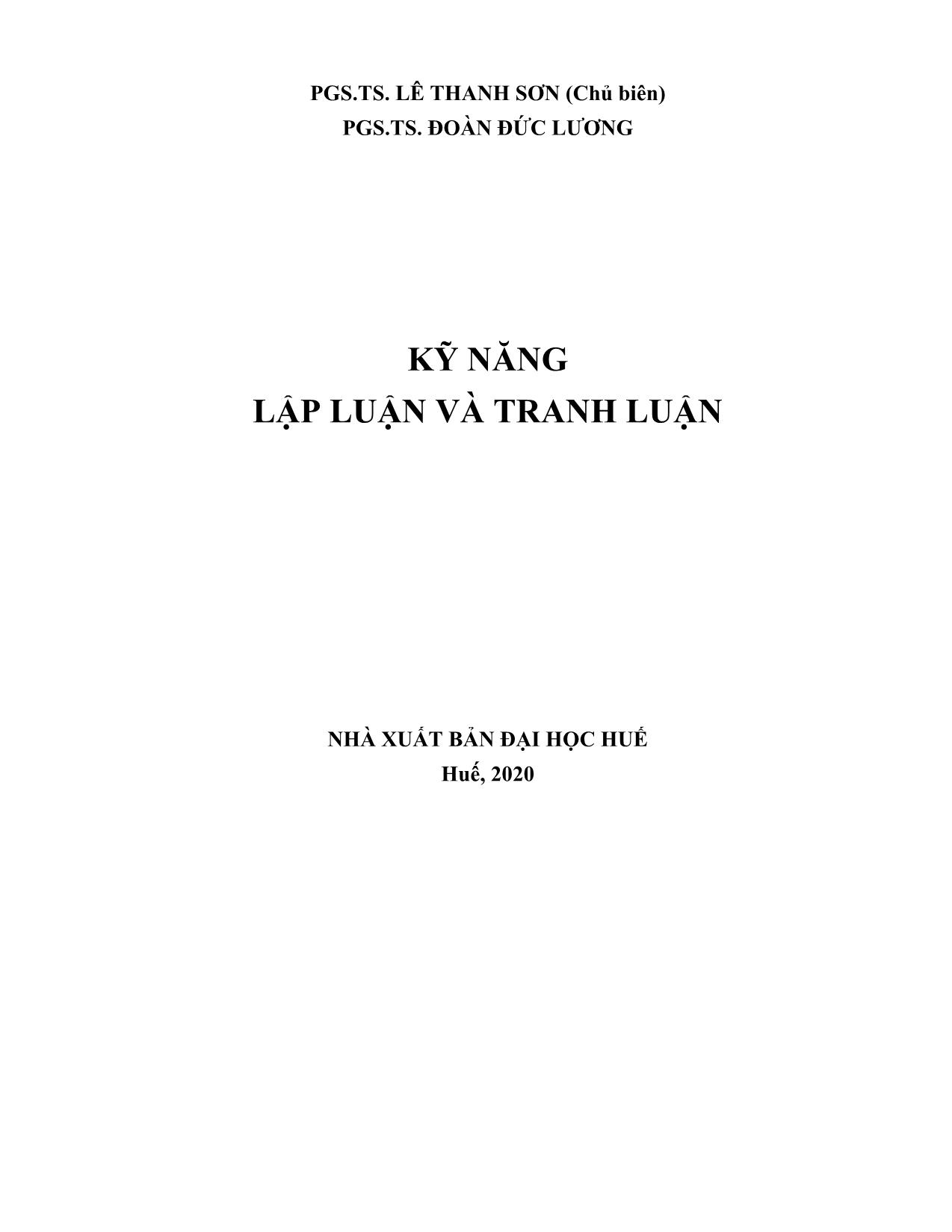 Giáo trình Kỹ năng lập luận và tranh luận (Phần 1) trang 1