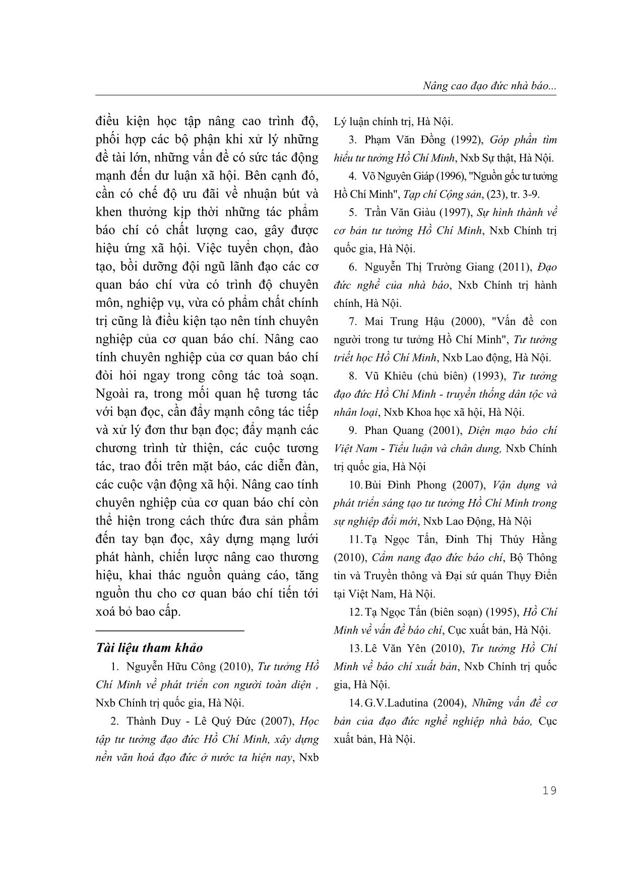 Nâng cao đạo đức nhà báo theo tư tưởng Hồ Chí Minh trang 10