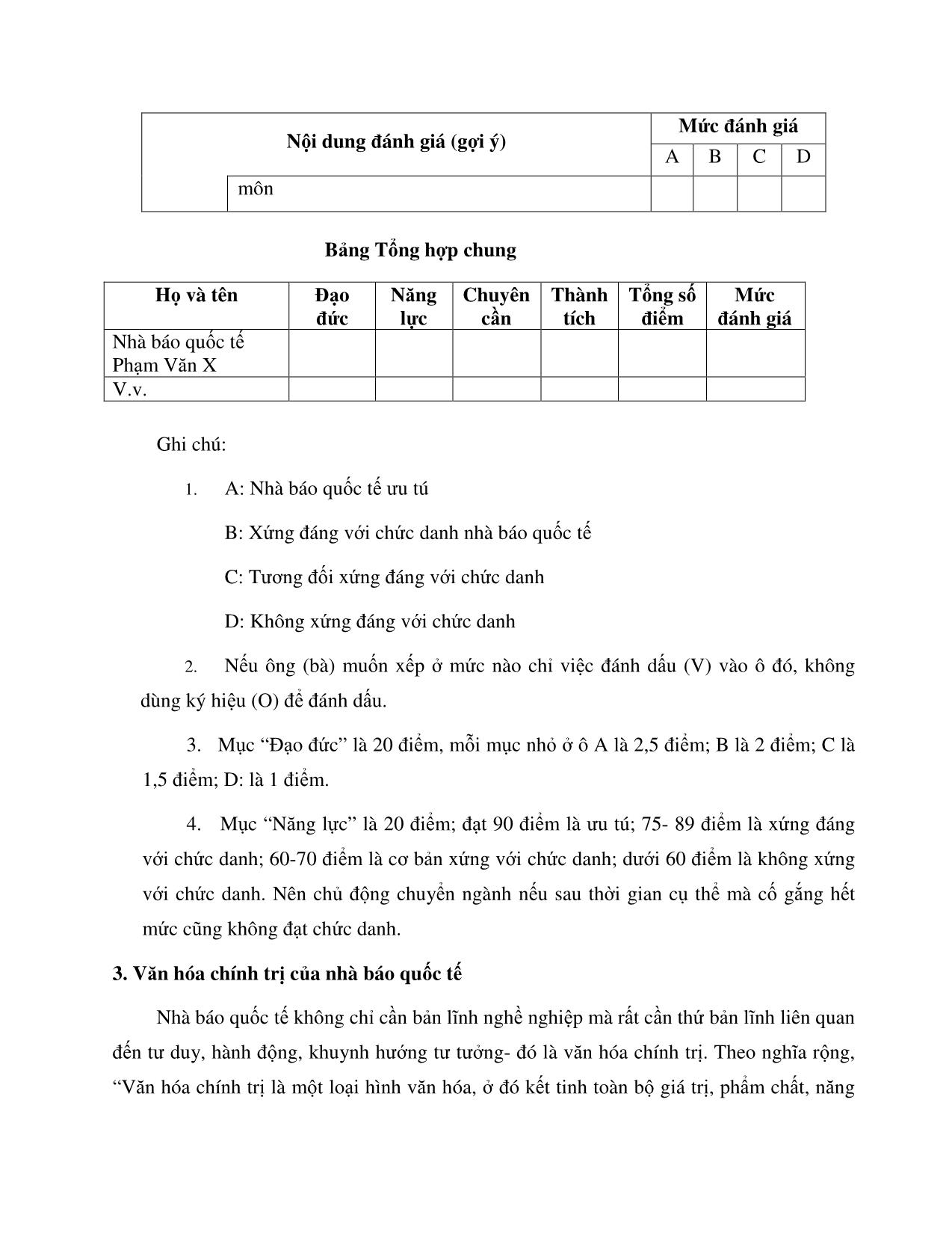 Nhà báo quốc tế: Phẩm chất nghề nghiệp, đạo đức, văn hóa chính trị trang 10