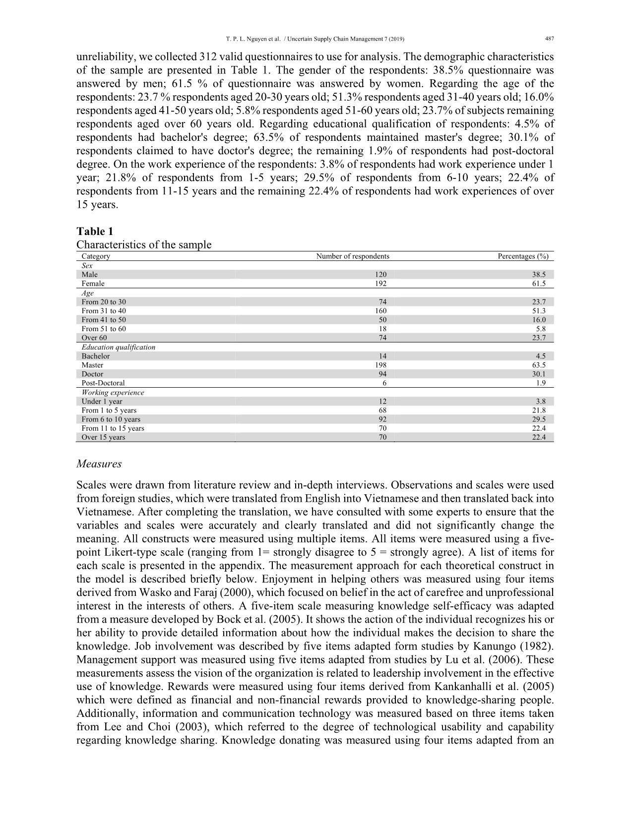 Knowledge sharing and individual performance: The case of Vietnam trang 5