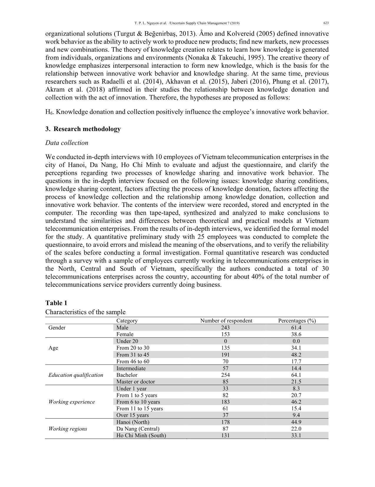 Knowledge sharing and innovative work behavior: The case of Vietnam trang 5