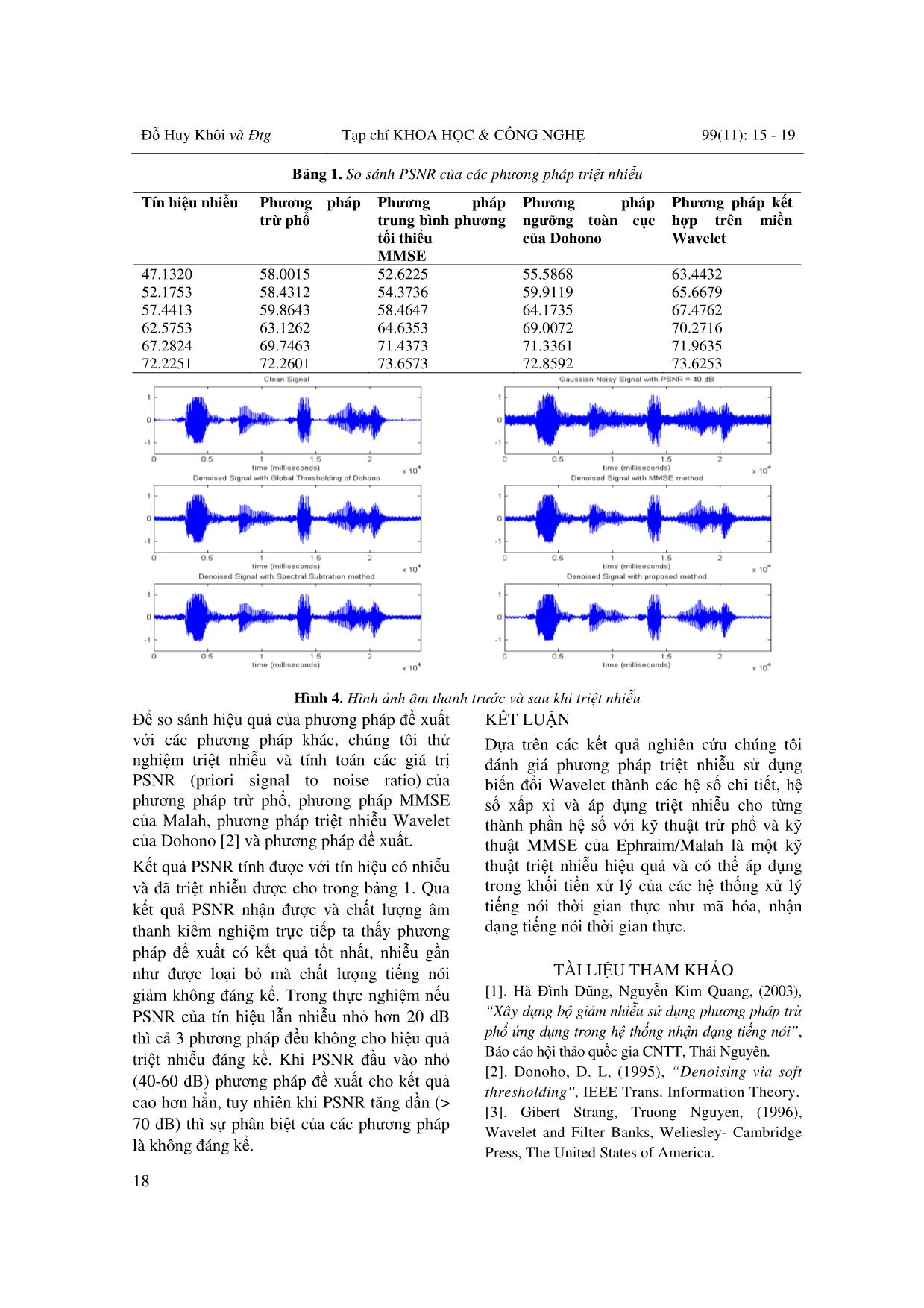 Phương pháp nâng cao chất lượng tiếng nói bằng cách triệt nhiễu thành phần xấp xỉ và thành phần chi tiết trên miền Wavelet trang 4