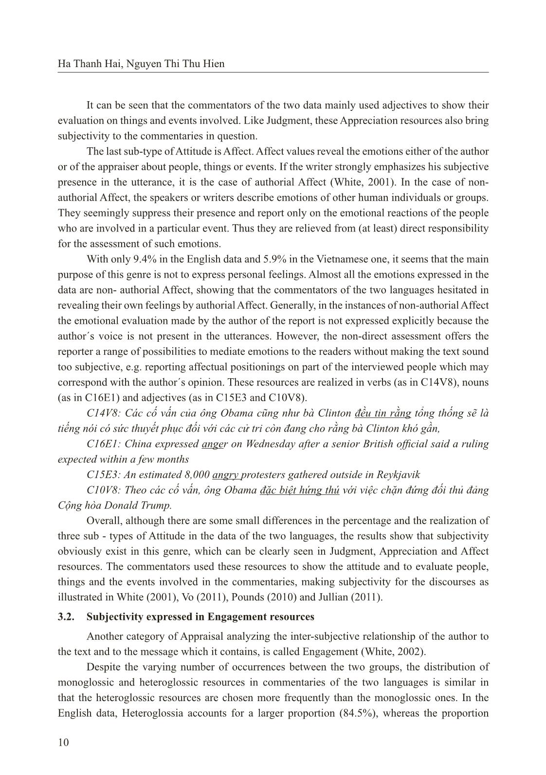 Subjectivity in English and Vietnamese commentaries - An appraisal contrastive analysis trang 6