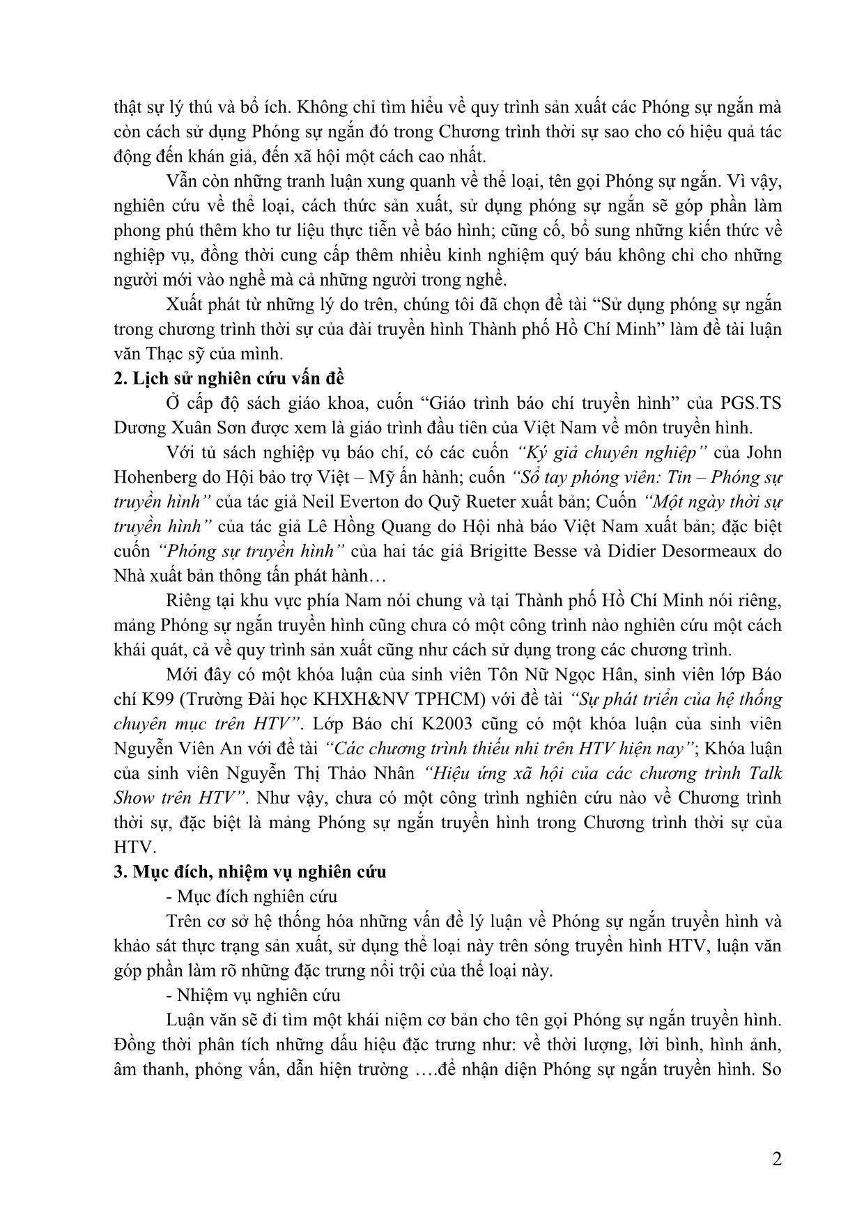 Sử dụng phóng sự ngắn truyền hình trong chương trình thời sự 19h50 của Đài truyền hình Thành phố Hồ Chí Minh trang 2