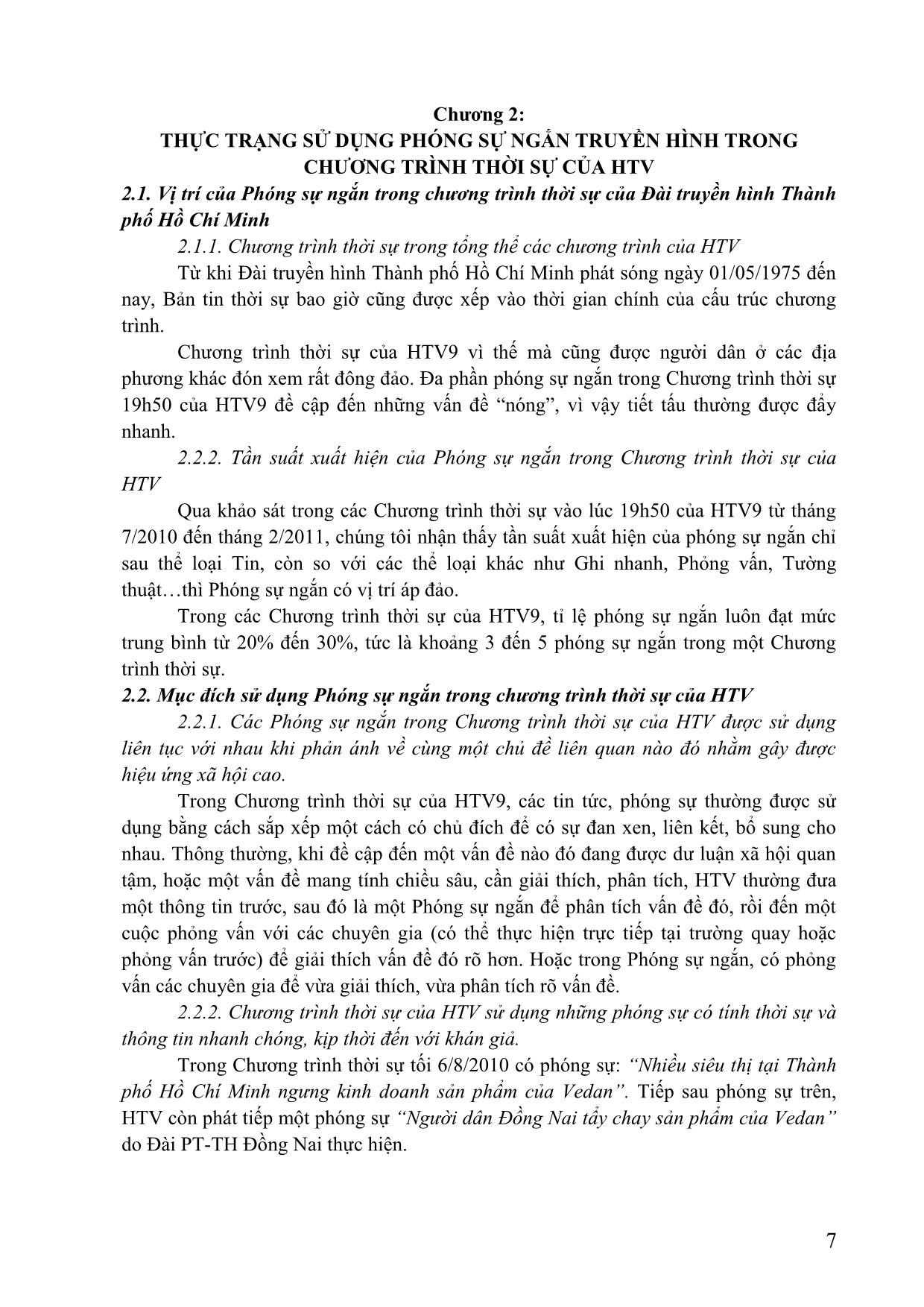 Sử dụng phóng sự ngắn truyền hình trong chương trình thời sự 19h50 của Đài truyền hình Thành phố Hồ Chí Minh trang 7