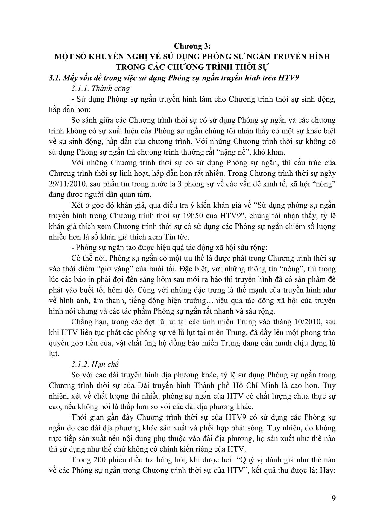 Sử dụng phóng sự ngắn truyền hình trong chương trình thời sự 19h50 của Đài truyền hình Thành phố Hồ Chí Minh trang 9