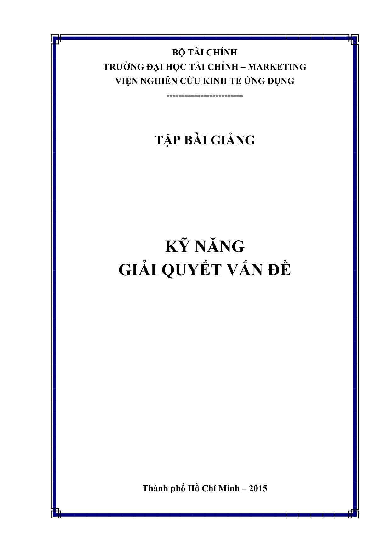 Giáo trình Kỹ năng giải quyết vấn đề trang 1