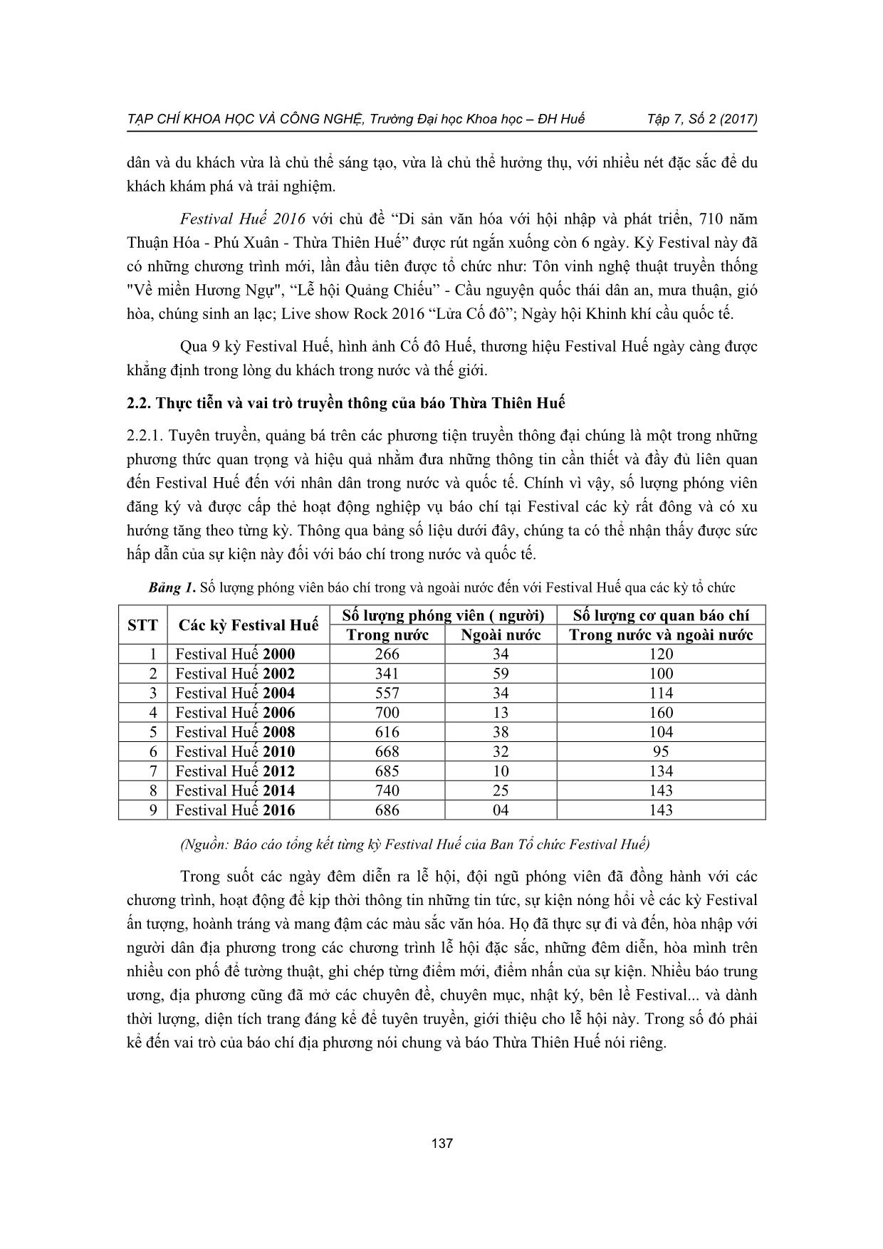 Thực tiễn và vai trò của báo Thừa Thiên Huế đối với công tác truyền thông sự kiện Festival Huế trang 3