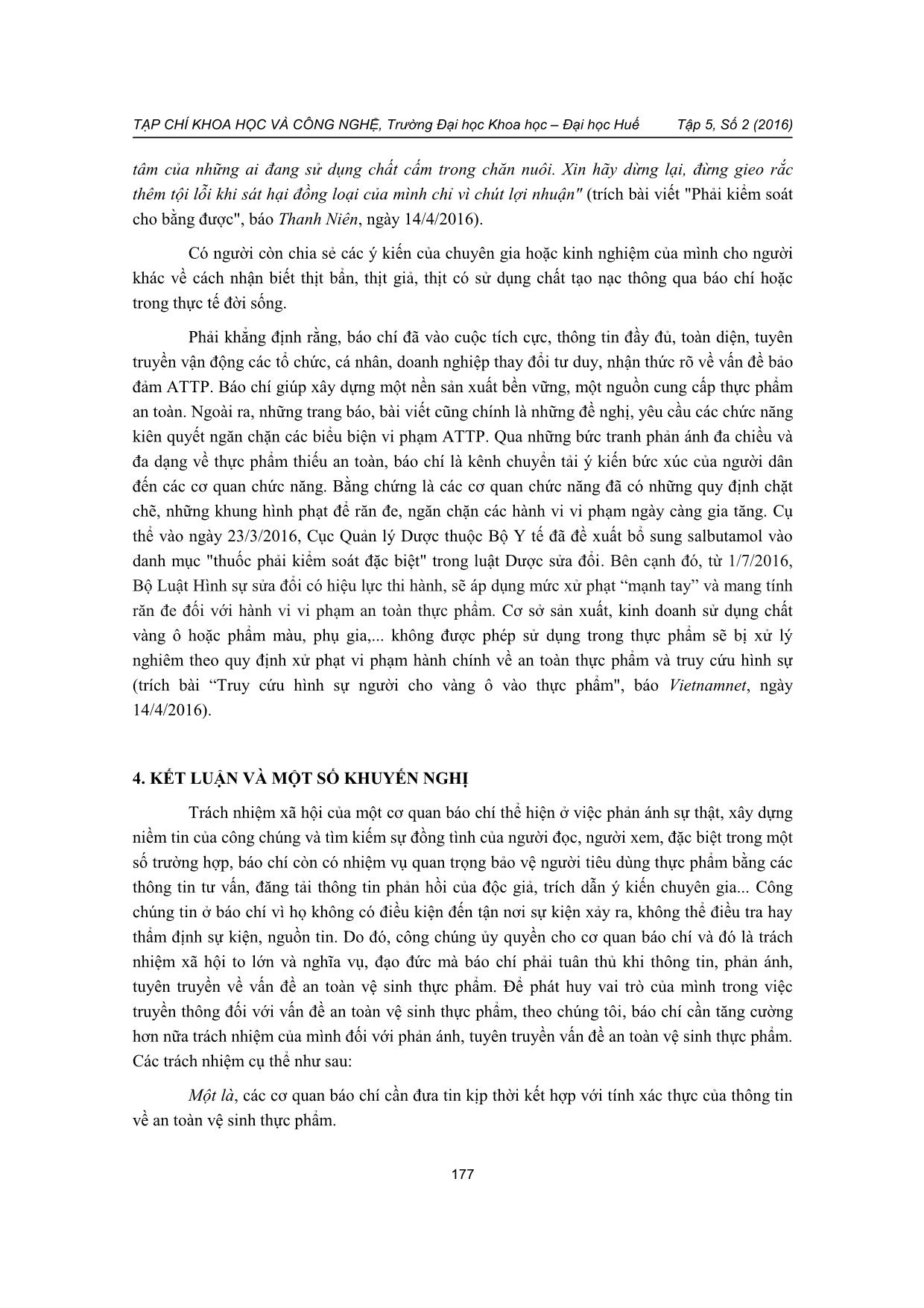 Trách nhiệm của báo chí đối với việc truyền thông về an toàn vệ sinh thực phẩm: Thực tiễn và khuyến nghị trang 9