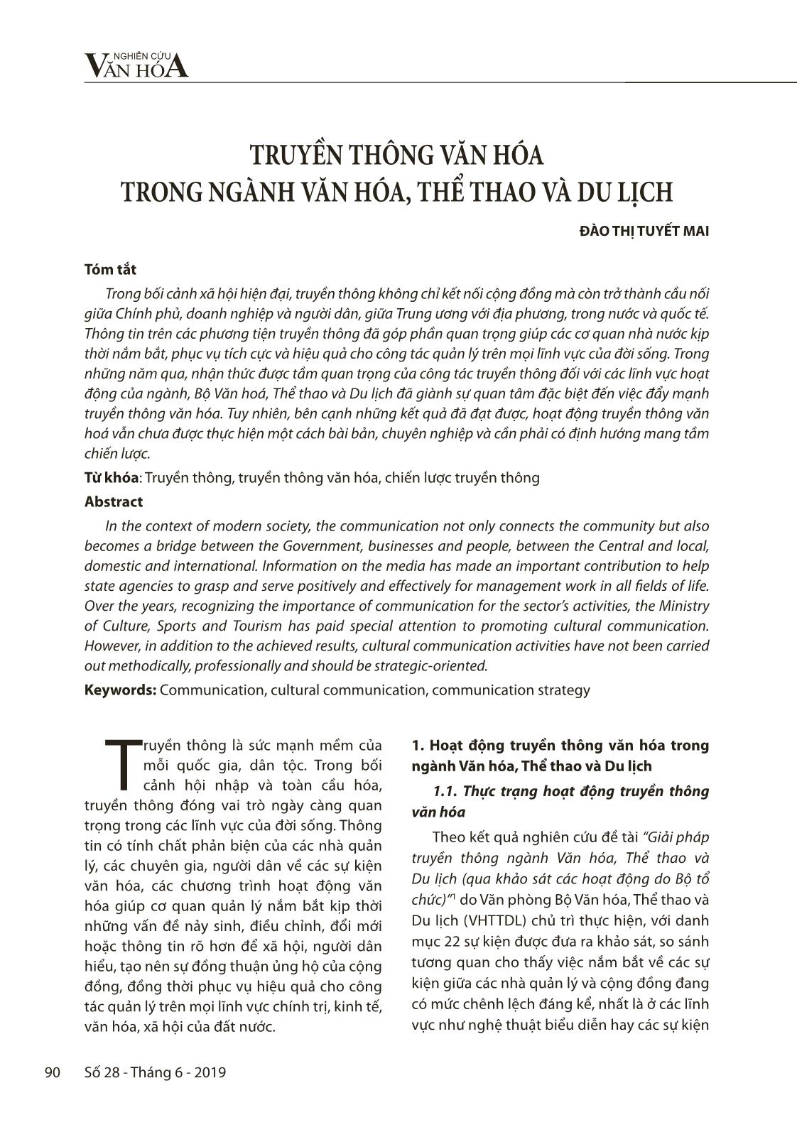 Truyền thông văn hóa trong ngành Văn hóa, thể thao và du lịch trang 1