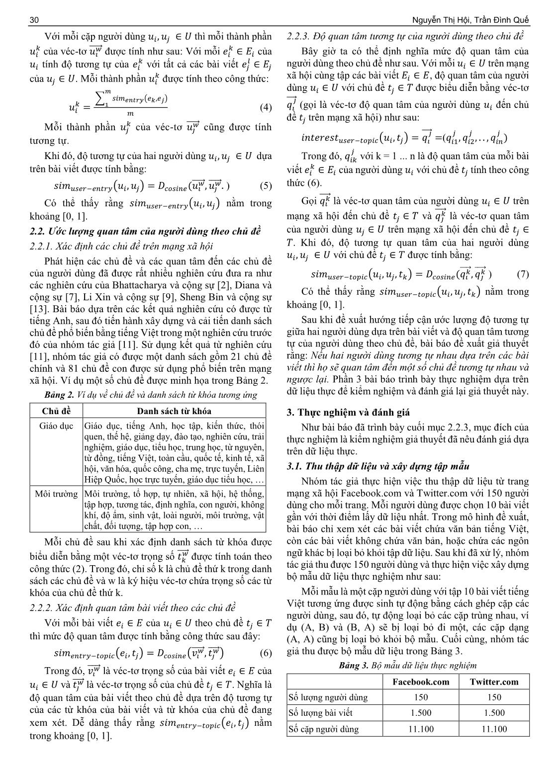 Ước lượng quan tâm người dùng trên mạng xã hội dựa trên tương tự bài viết trang 3
