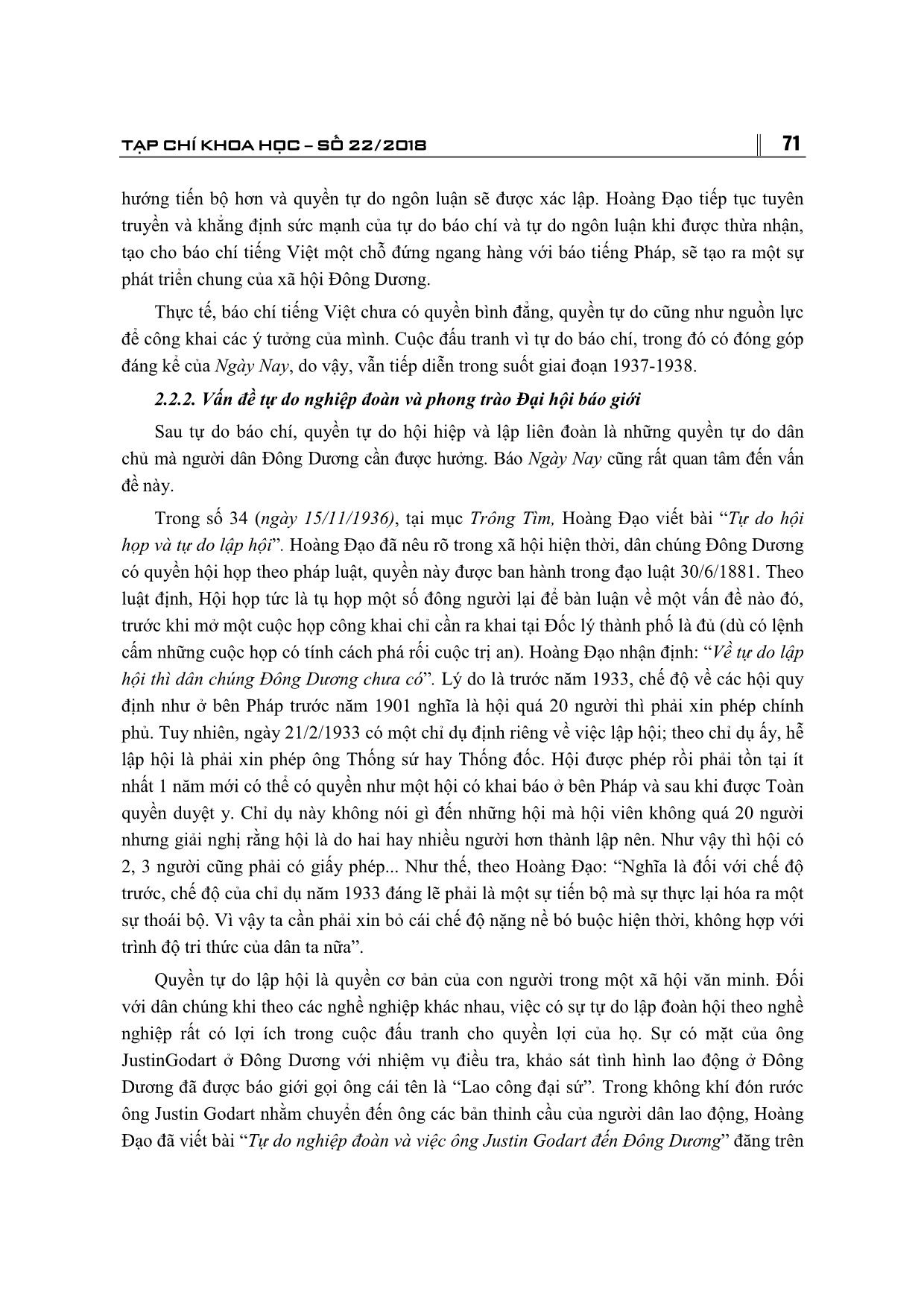 Vấn đề tự do báo chí và phong trào đại hội báo giới được phản ánh trên báo ngày nay (1935-1940) trang 8