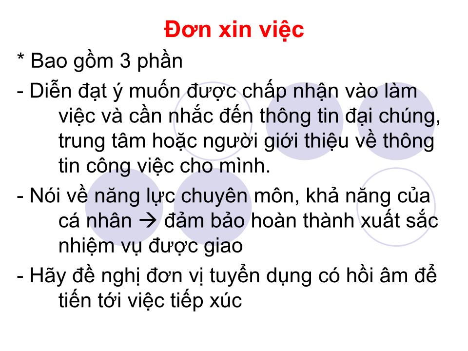 Bài giảng Kỹ năng làm hồ sơ xin việc trang 6