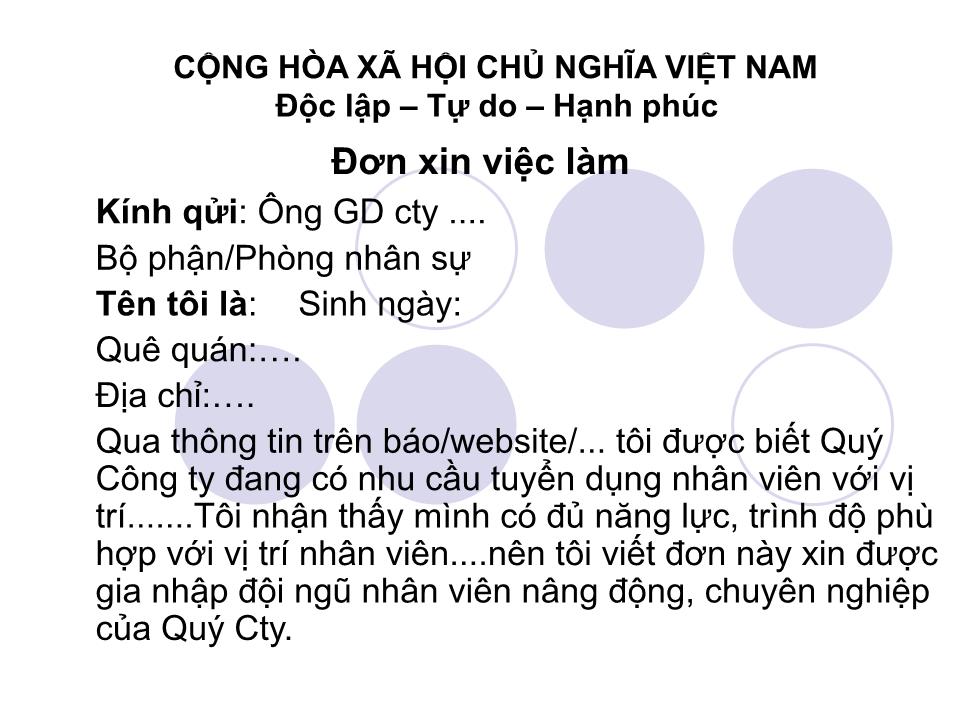 Bài giảng Kỹ năng làm hồ sơ xin việc trang 8