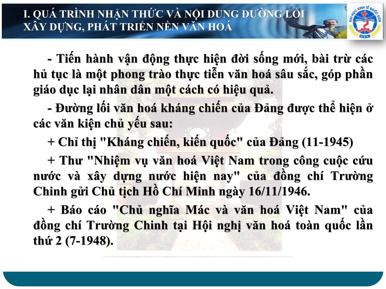 Bài giảng Đường lối cách mạng của Đảng Cộng sản Việt Nam - Chương 7: Đường lối xây dựng, phát triển nền văn hoá và giải quyết các vấn đề xã hội trang 10