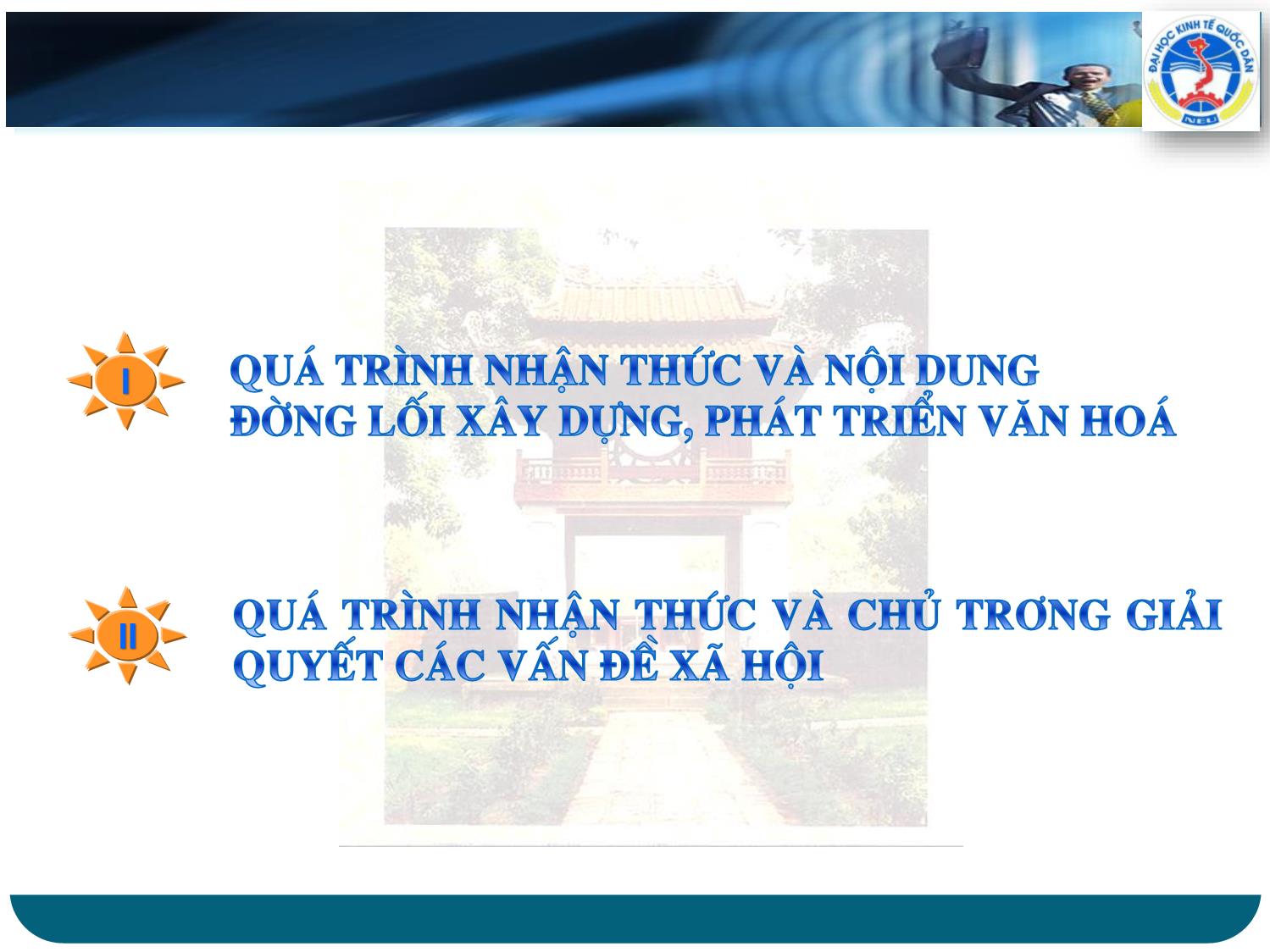 Bài giảng Đường lối cách mạng của Đảng Cộng sản Việt Nam - Chương 7: Đường lối xây dựng, phát triển nền văn hoá và giải quyết các vấn đề xã hội trang 2