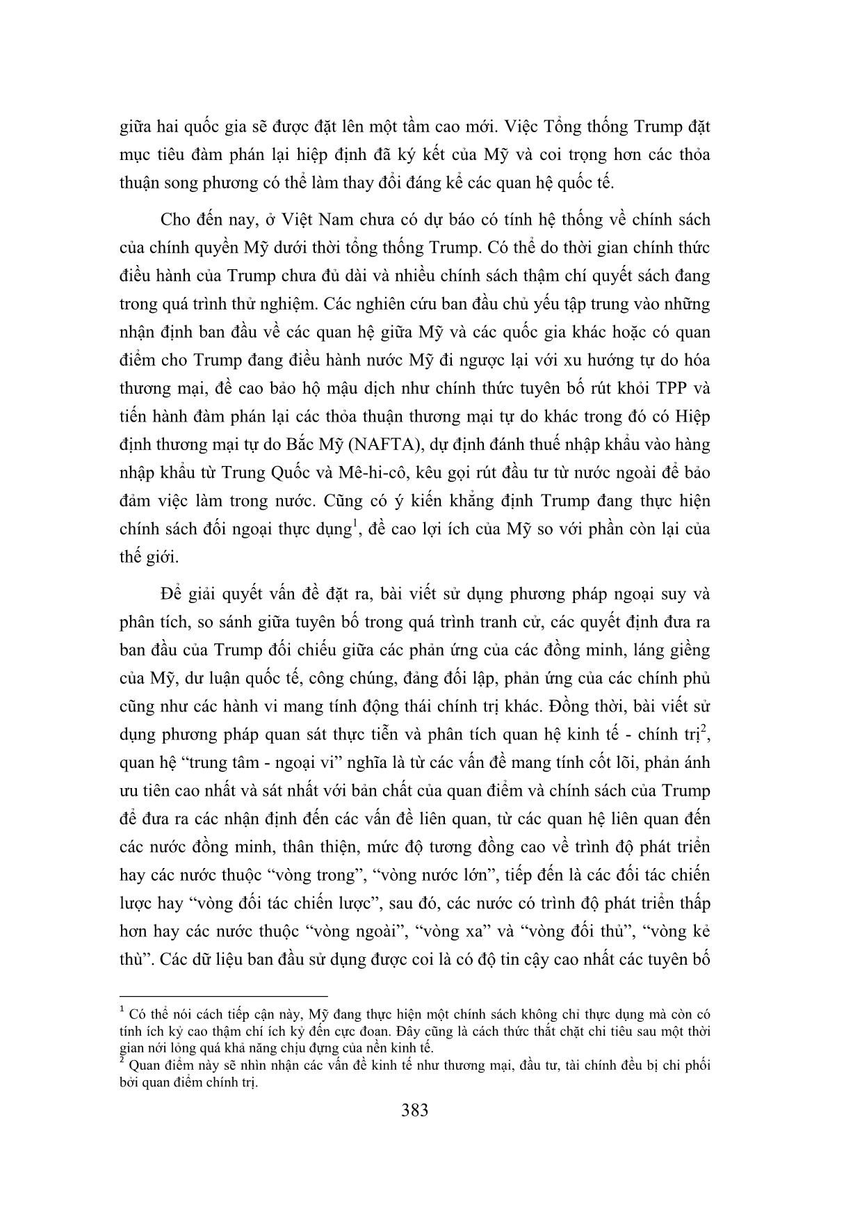 Chính sách kinh tế, thương mại của chính quyền tổng thống Mỹ Donald Trump và ảnh hưởng của nó đến kinh tế Việt Nam trang 3