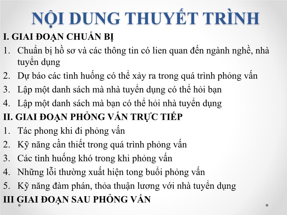 Báo cáo Kỹ năng trả lời phỏng vấn khi xin việc trang 3