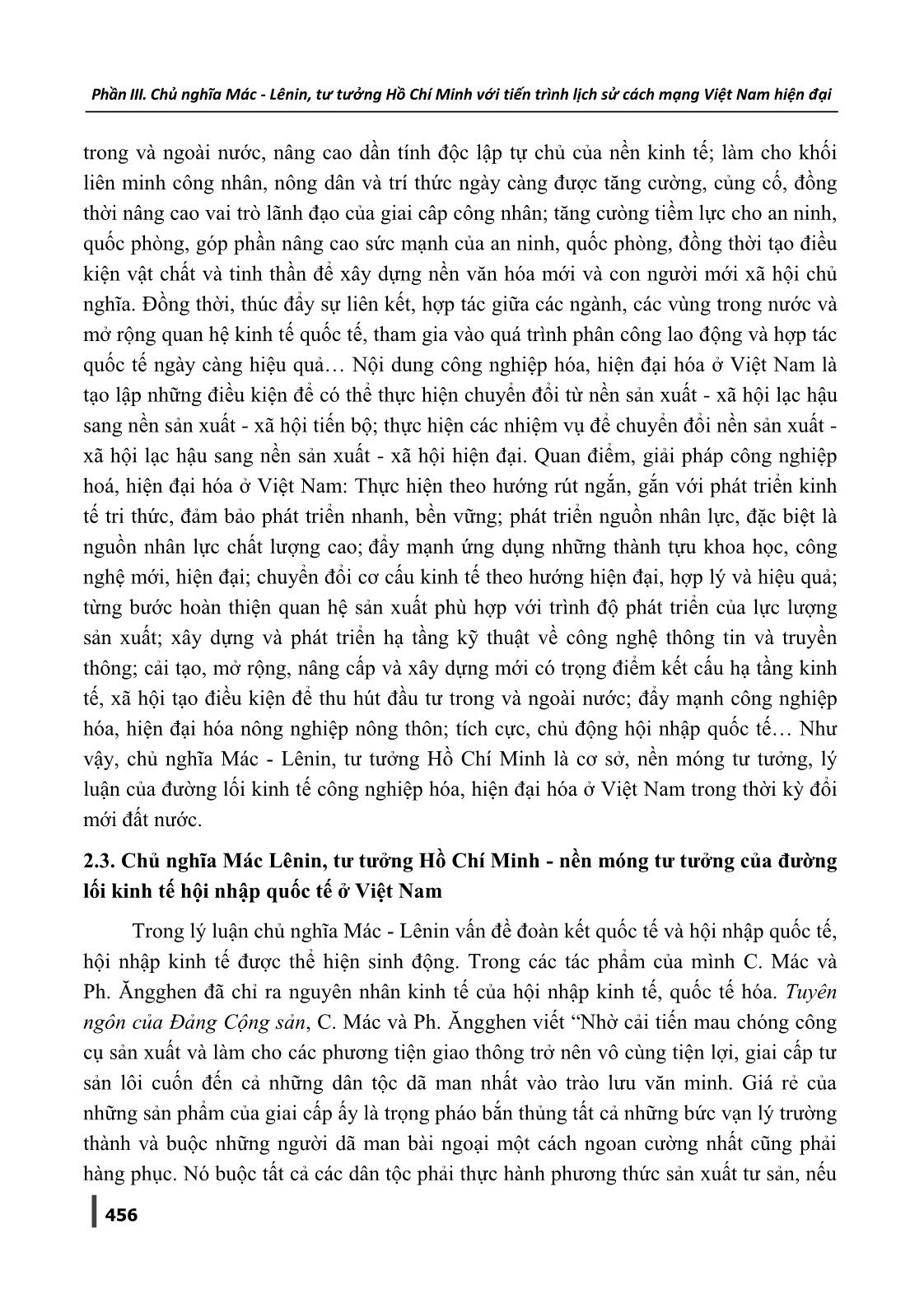 Chủ nghĩa Mác-Lênin, Tư tưởng Hồ Chí Minh - Nền móng tư tưởng của những chủ trương, đường lối kinh tế cốt lõi Việt Nam thời kỳ đổi mới trang 8