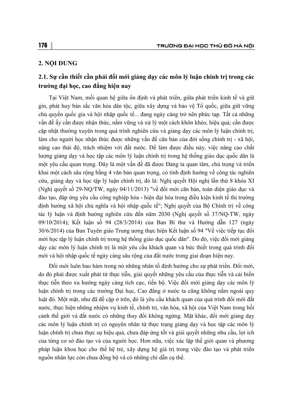 Đổi mới giảng dạy các môn lý luận chính trị ở các trường đại học, cao đẳng trong bối cảnh hội nhập quốc tế trang 2