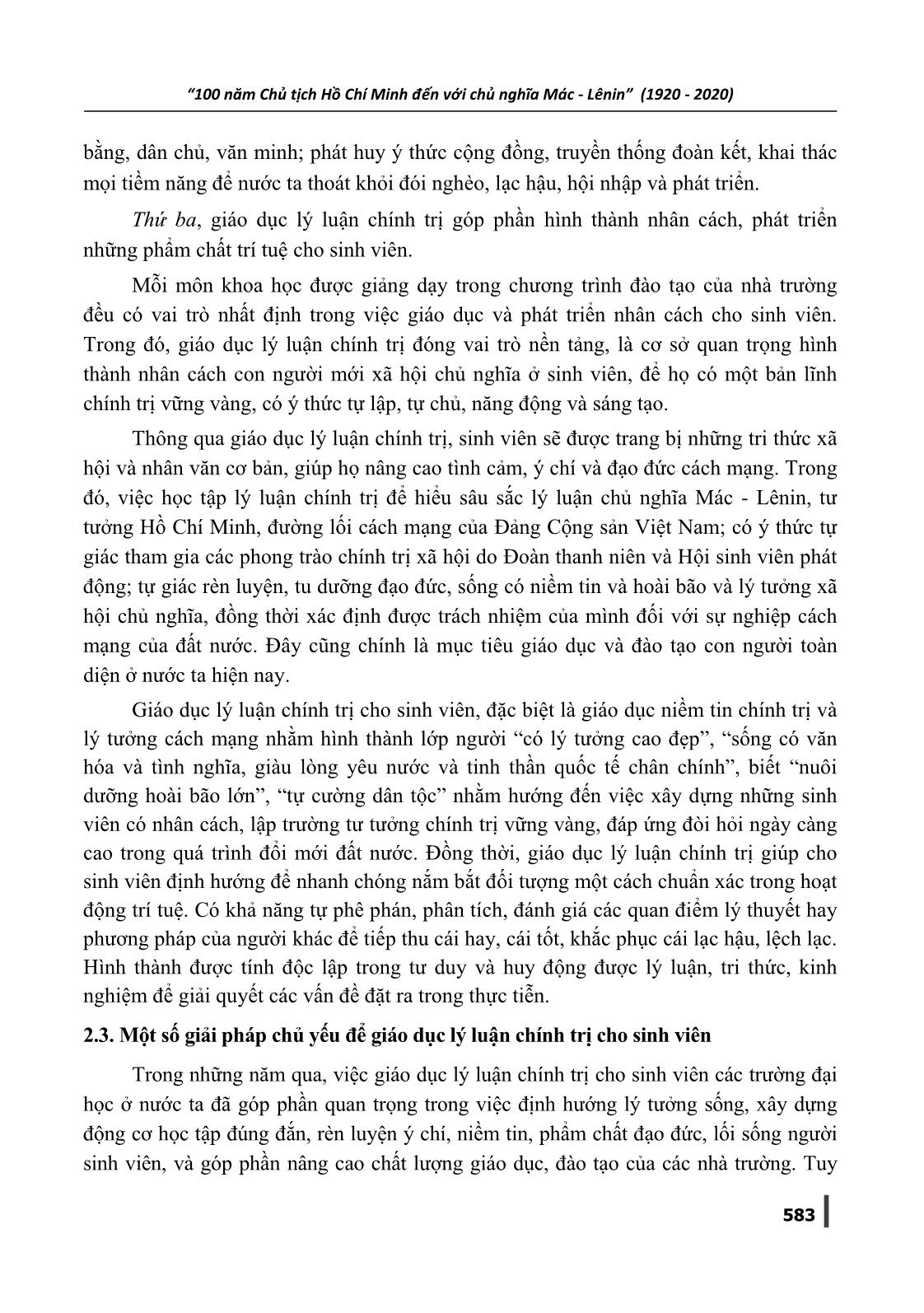 Giáo dục lý luận chính trị cho sinh viên trong điều kiện hiện nay - Một vấn đề cần quan tâm trang 5