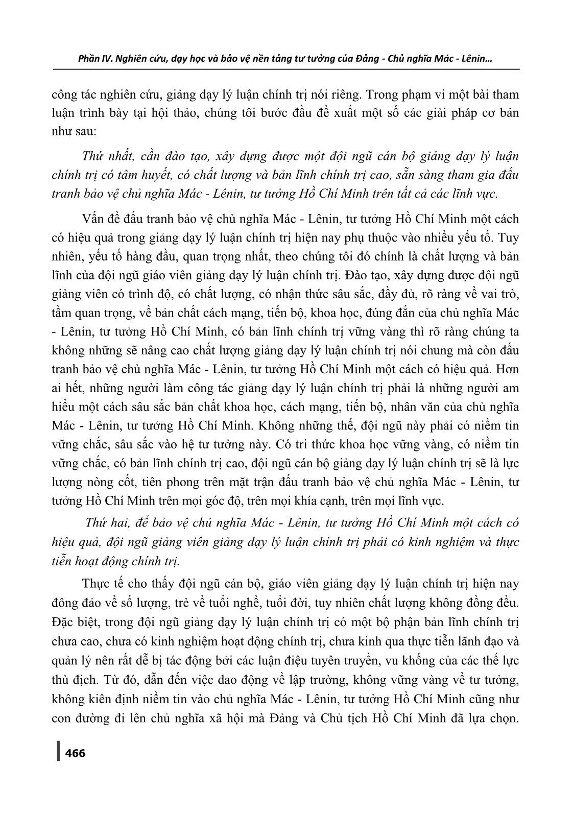 Giá trị khoa học bền vững của Chủ nghĩa Mác-Lênin, tư tưởng Hồ Chí Minh và vấn đề bảo vệ nền tảng tư tưởng của Đảng trong giảng dạy lý luận chính trị hiện nay trang 5