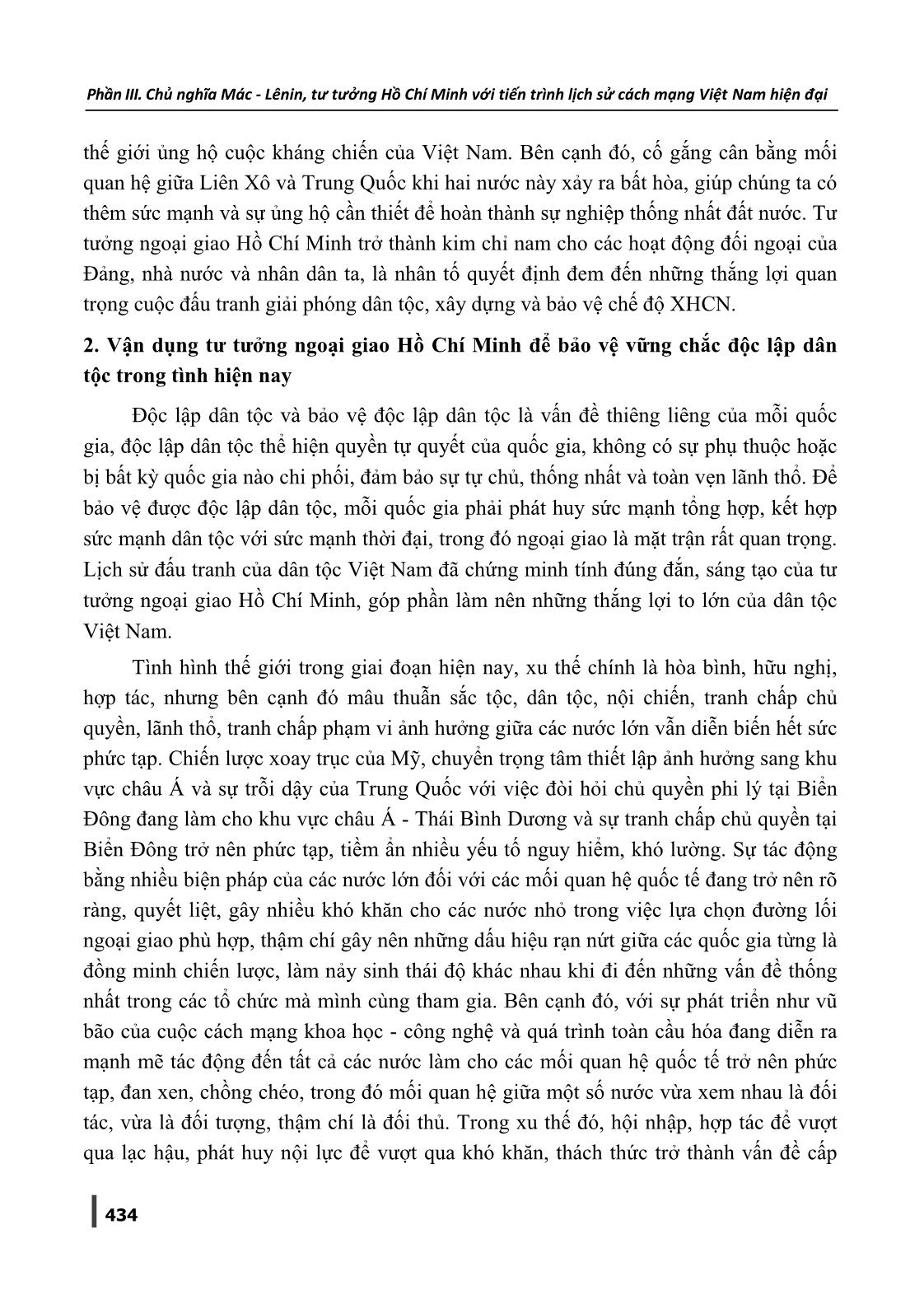 Giá trị tư tưởng ngoại giao Hồ Chí Minh và việc vận dụng ở nước ta trong tình hình hiện nay trang 4