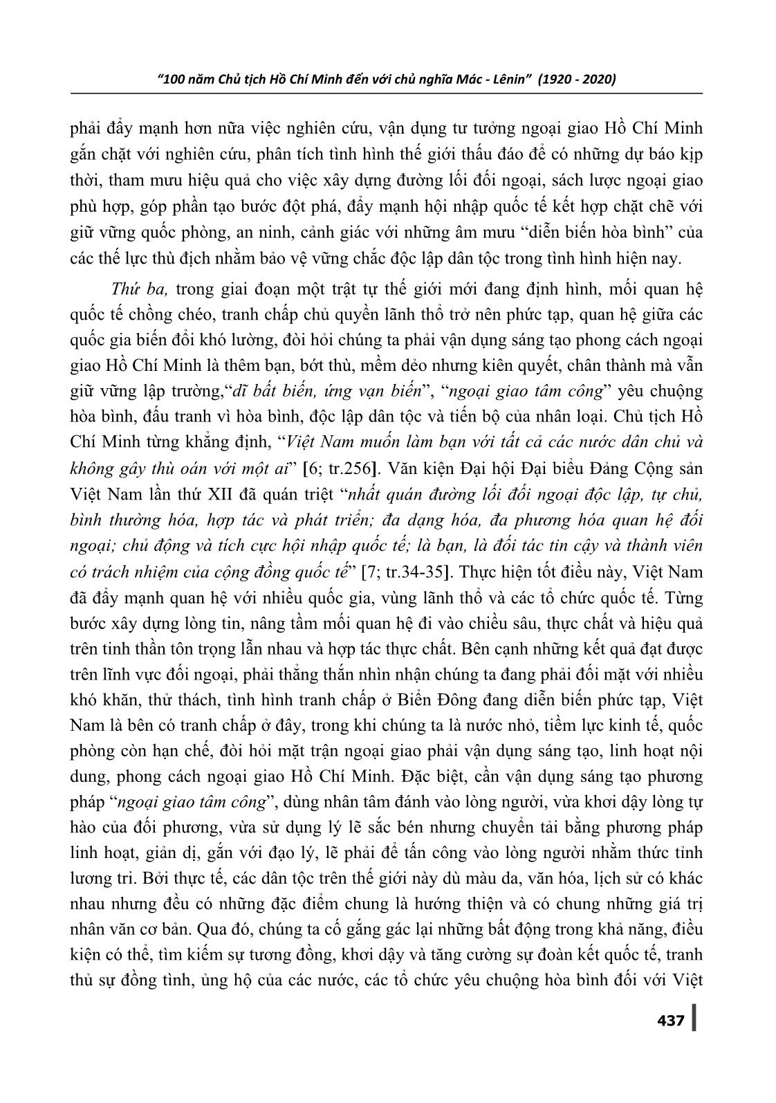 Giá trị tư tưởng ngoại giao Hồ Chí Minh và việc vận dụng ở nước ta trong tình hình hiện nay trang 7