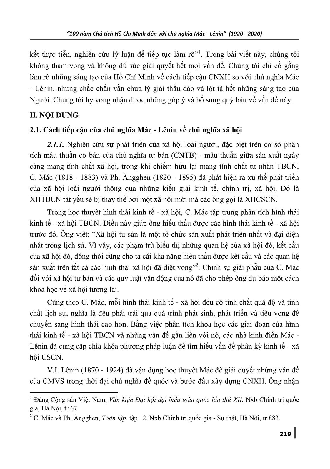 Hồ Chí Minh tiếp cận, vận dụng và phát triển sáng tạo Chủ nghĩa Mác-Lênin về chủ nghĩa xã hội trang 2
