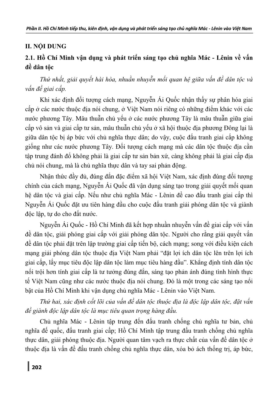 Hồ Chí Minh vận dụng, phát triển sáng tạo chủ nghĩa Mác-Lênin về vần đề dân tộc và cách mạng giải phóng dân tộc vào thực tiễn cách mạng Việt Nam trang 2