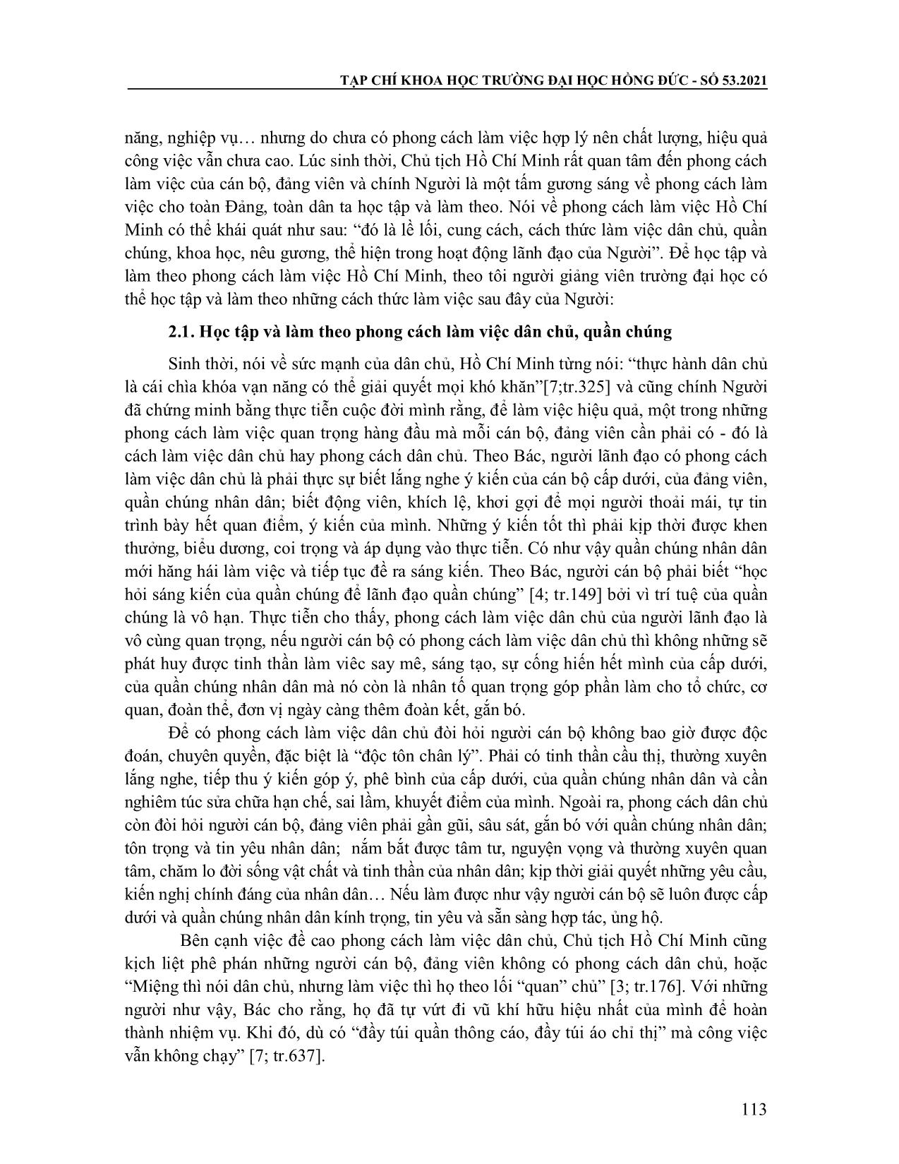 Học tập và làm theo phong cách làm việc Hồ Chí Minh - Nhìn từ góc độ người giảng viên đại học trang 2