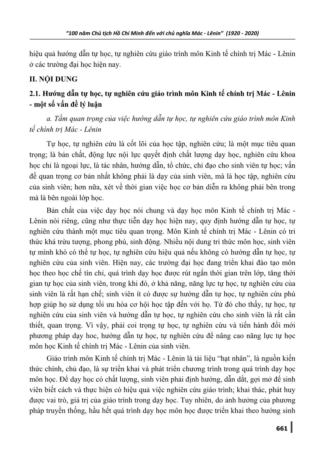Hướng dẫn tự học, tự nghiên cứu giáo trình môn Kinh tế Chính trị Mác-Lênin ở các trường đại học hiện nay trang 2
