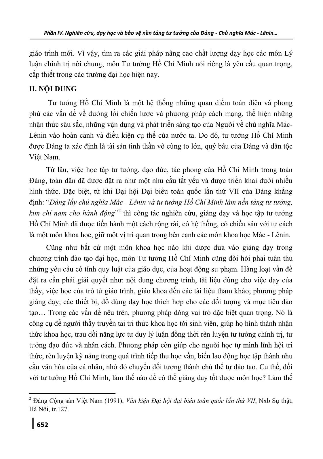 Nâng cao chất lượng giảng dạy môn Tư tưởng Hồ Chí Minh trong các trường đại học ở nước ta hiện nay trang 2