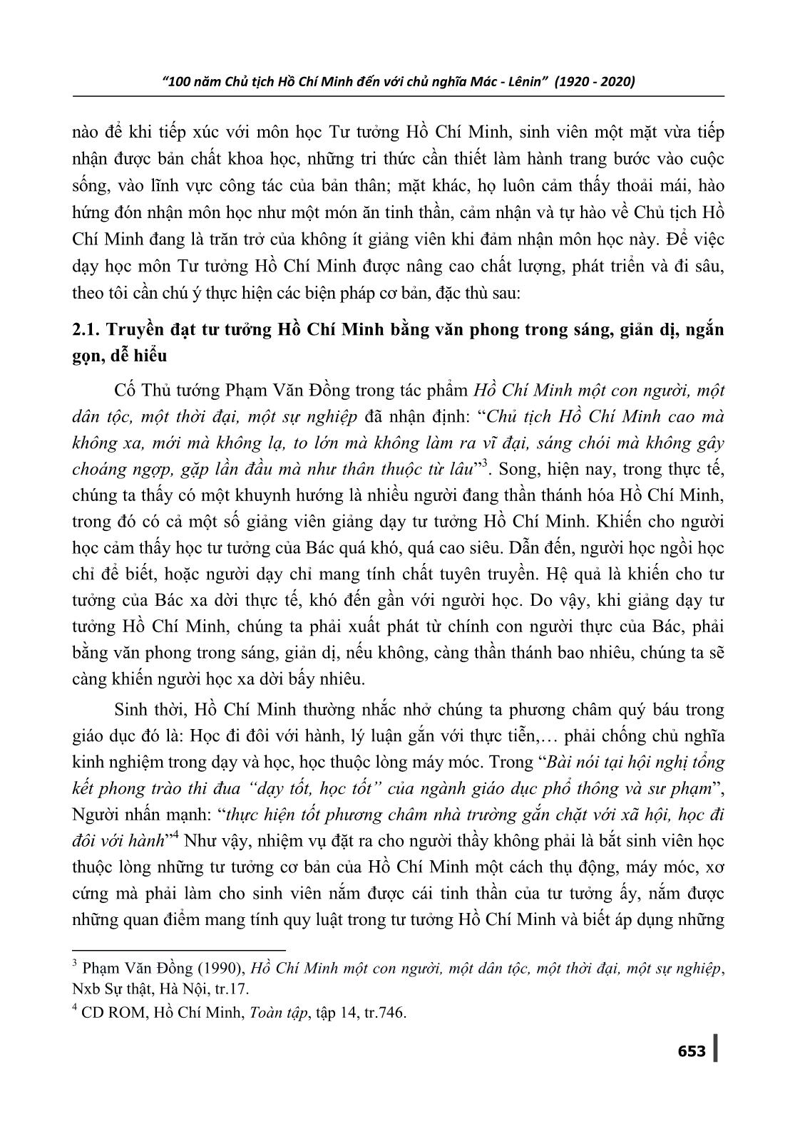 Nâng cao chất lượng giảng dạy môn Tư tưởng Hồ Chí Minh trong các trường đại học ở nước ta hiện nay trang 3