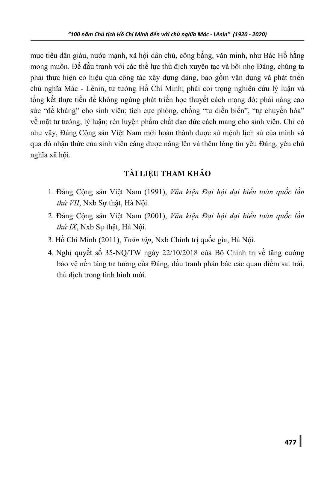 Nâng cao nhận thức của sinh viên về quan điểm “Đảng Cộng sản Việt Nam lấy chủ nghĩa mác - Lênin và tư tưởng Hồ Chí Minh làm nền tảng tư tưởng, kim chỉ nam cho hành động của mình” trang 8