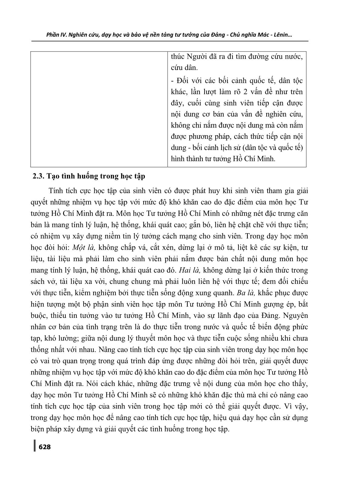 Nâng cao tính tích cực học tập của sinh viên trong dạy học môn Tư tưởng Hồ Chí Minh theo học chế tín chỉ ở các trường đại học trang 7