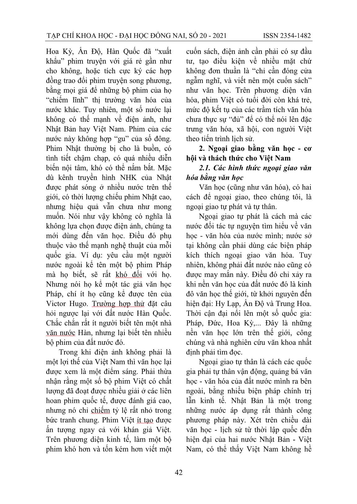 Ngoại giao văn hóa bằng văn học - Cơ hội, thách thức và định hướng phát triển cho Việt Nam trang 2