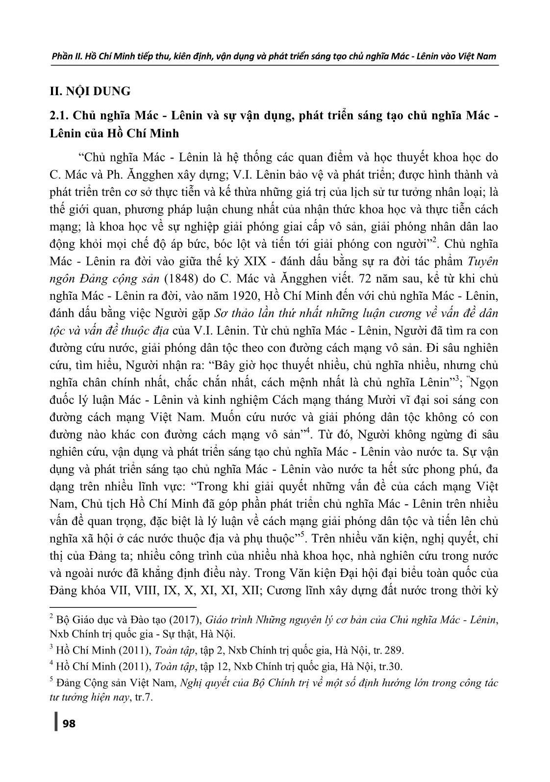 Những điều kiện cơ bản để Chủ tịch Hồ Chí Minh vận dụng và phát triển sáng tạo Chủ nghĩa Mác-Lênin vào nước ta trang 2