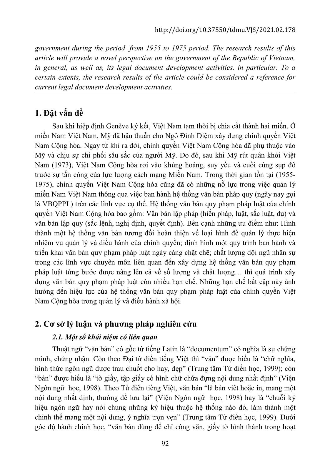 Những hạn chế trong xây dựng văn bản quy phạm pháp luật của chính quyền Việt Nam Cộng hòa (1955-1975) trang 2