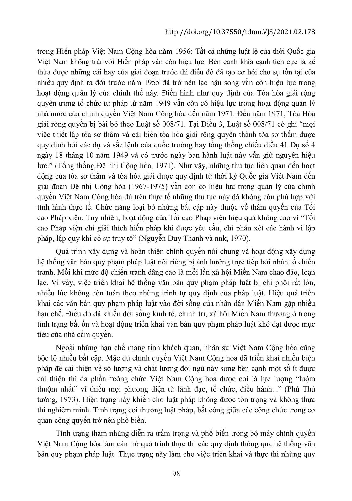 Những hạn chế trong xây dựng văn bản quy phạm pháp luật của chính quyền Việt Nam Cộng hòa (1955-1975) trang 8