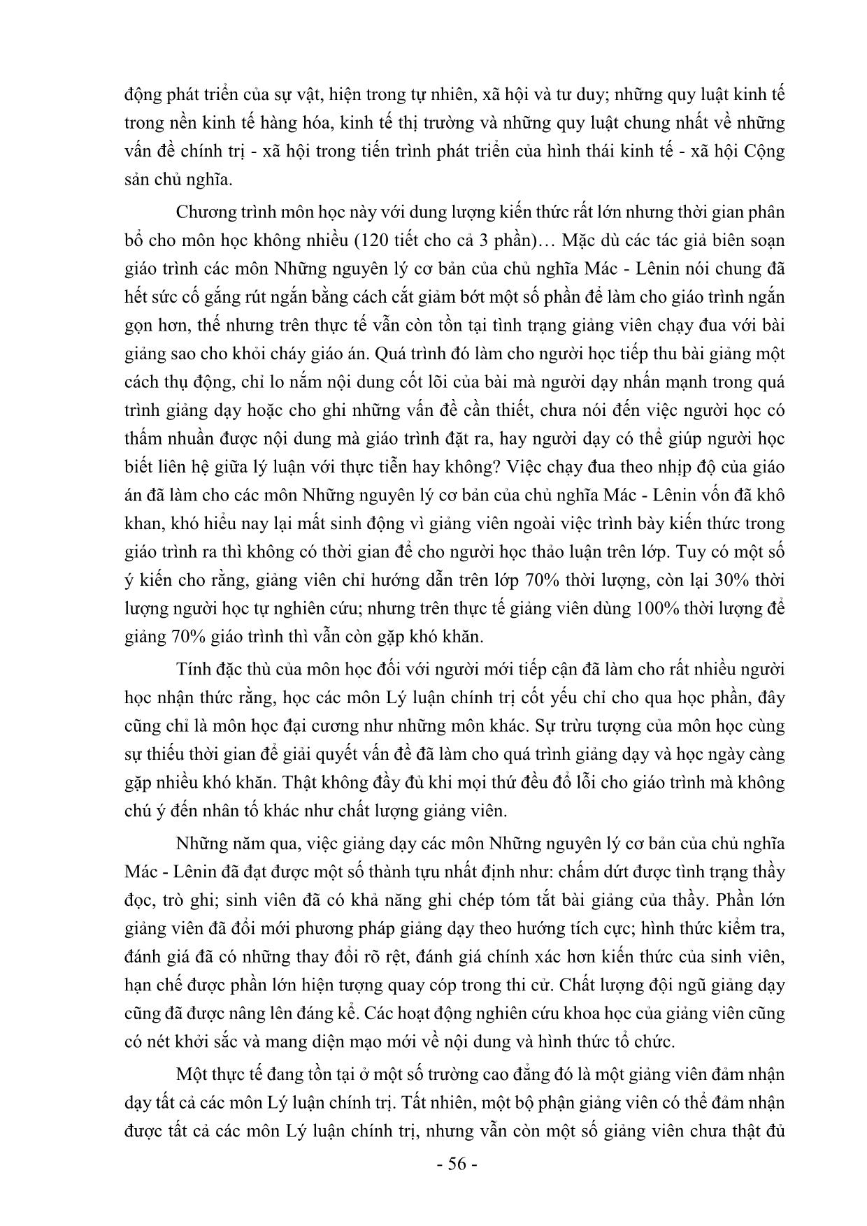 Những khó khăn, bất cập khi giảng dạy môn Những nguyên lý cơ bản của Chủ nghĩa Mác-Lênin trang 2